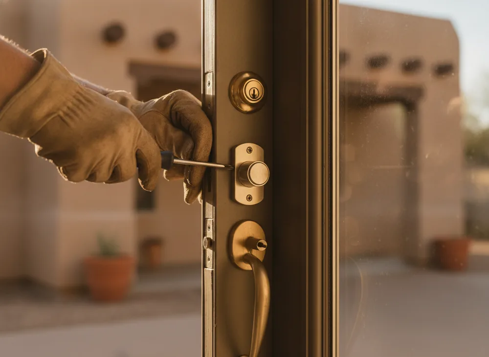 Cactus Canyon locksmith installing a deadbolt on a Tucson home